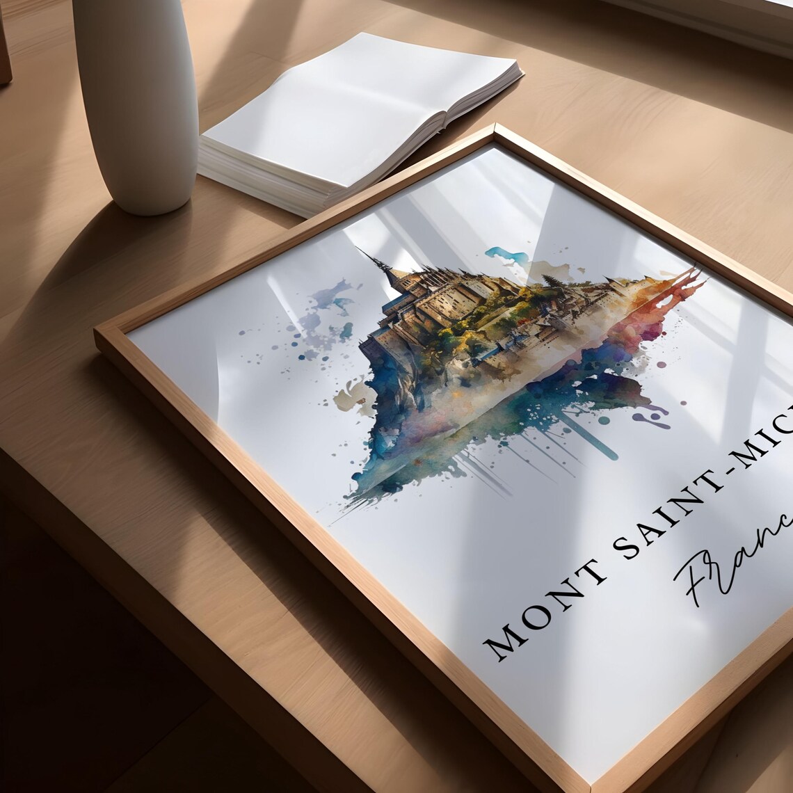 Mont Saint-Michel France Abbey Island Watercolor Travel Poster - Image 5