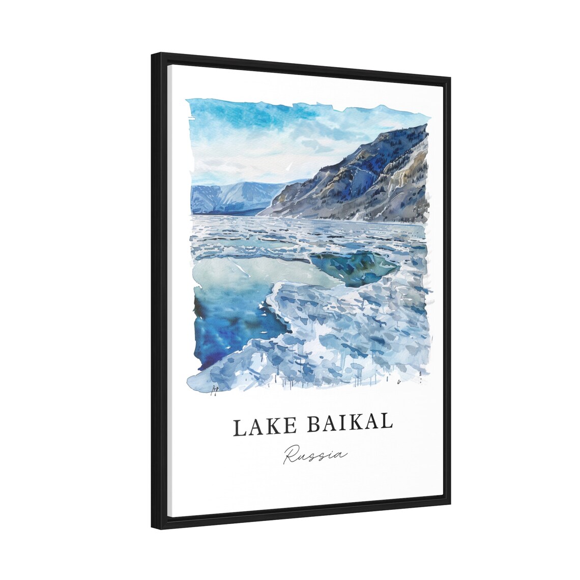 Lake Baikal Russia Siberia Winter Ice Watercolor Travel Poster - Image 2