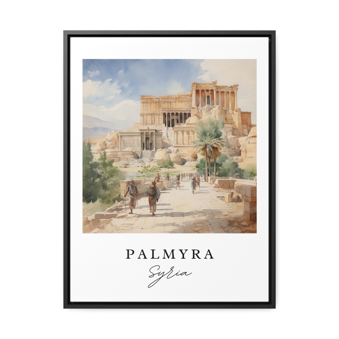 Palmyra Syria Ancient Roman Ruins Temple Watercolor Travel Poster - Image 2