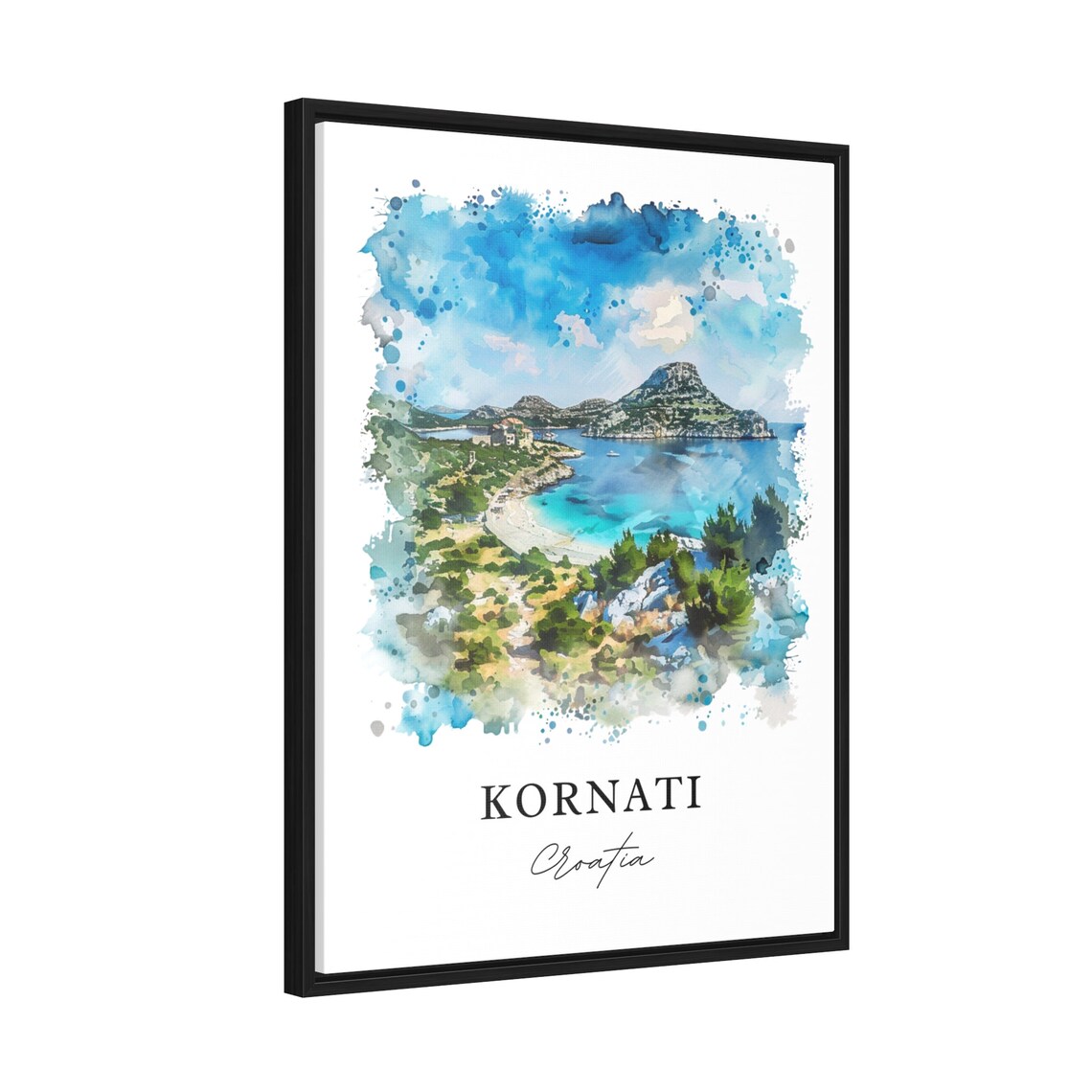 Kornati Croatia Island Coves Watercolor Seascape Travel Poster - Image 2
