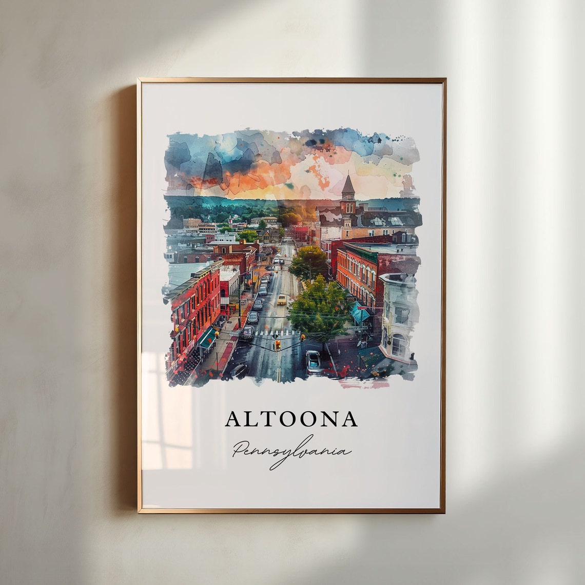 Altoona Pa Wall Art Altoona Pa Print Altoona Watercolor Altoona Pennsylvania Art Gift Travel Print Travel Poster Housewarming Gift