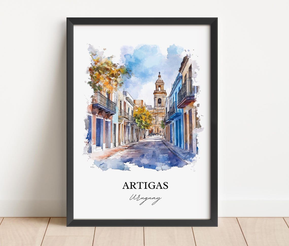 Artigas Uruguay Watercolor Travel Poster, Art Print - Image 4