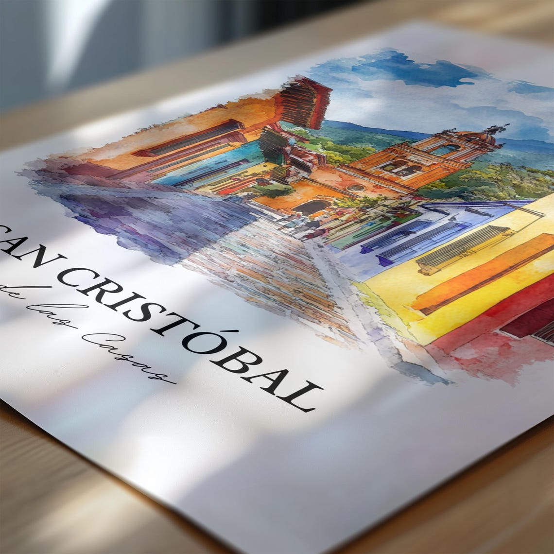 San Cristobal de las Casas Chiapas Mexico Colonial Watercolor Poster - Image 6
