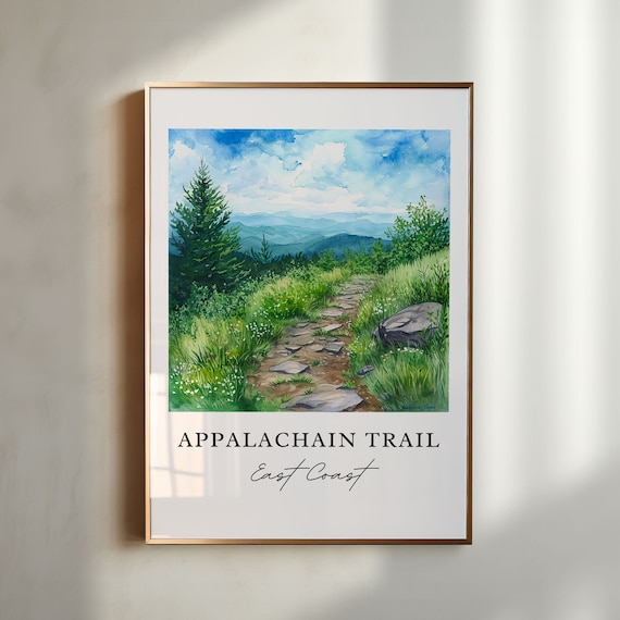 Appalachian Trail East Coast Hiking Path Watercolor Hiker Poster