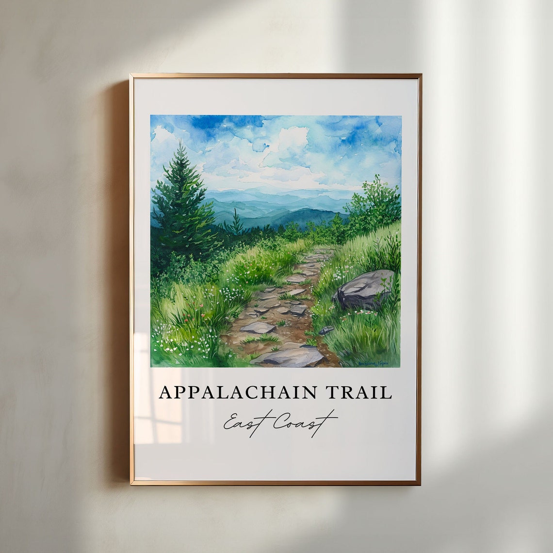 Appalachian Trail Art East Coast Mtn Print Mountain Wedding Gift Birthday Present Custom Text Perfect