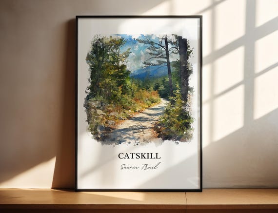 Catskills Ny Wall Art Catskill Scenic Trail Print Watercolor Grand Gorge Gift Travel Poster Housewarming