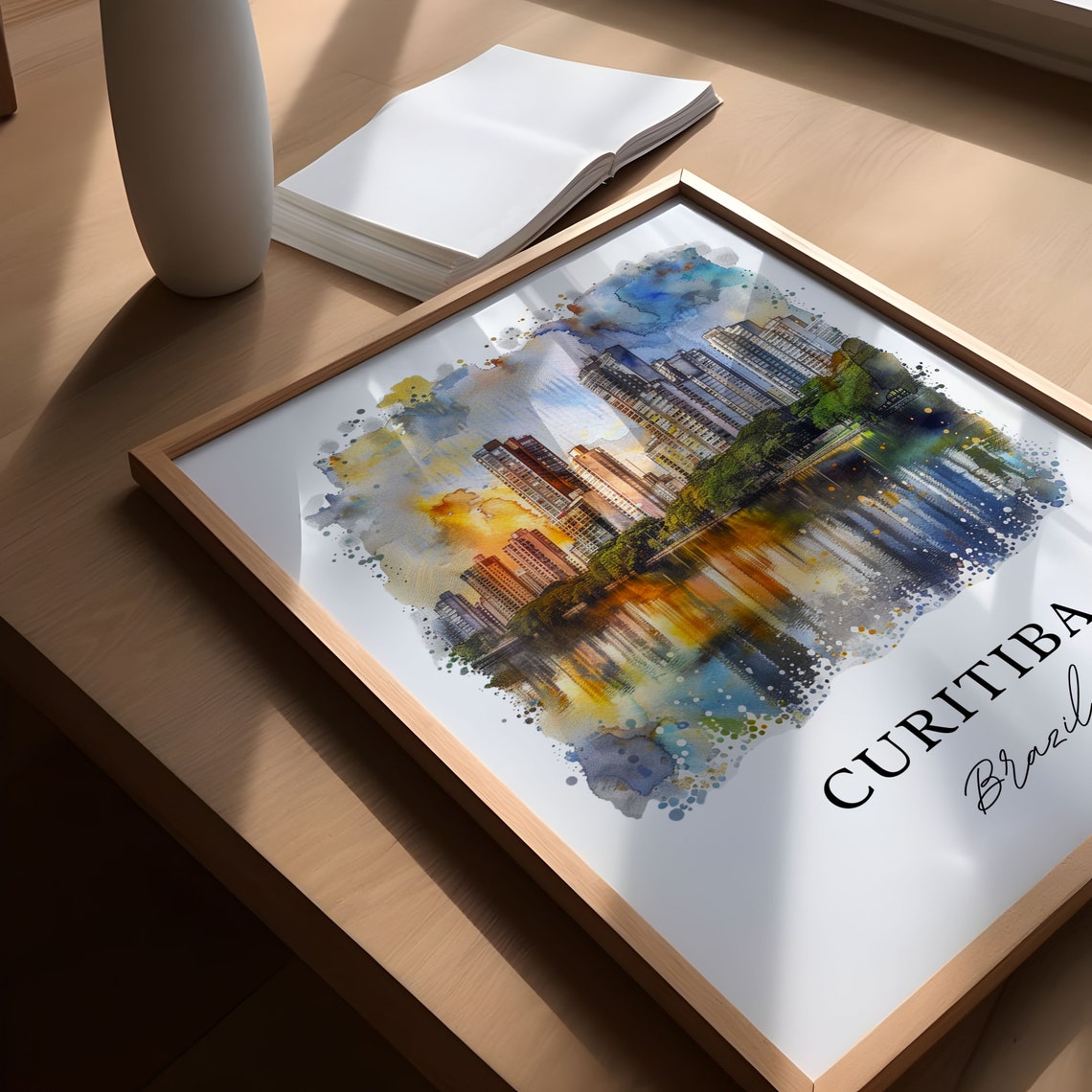 Curtibia Wall Art Brazil Print Watercolor Gift Travel Poster Housewarming - Image 5