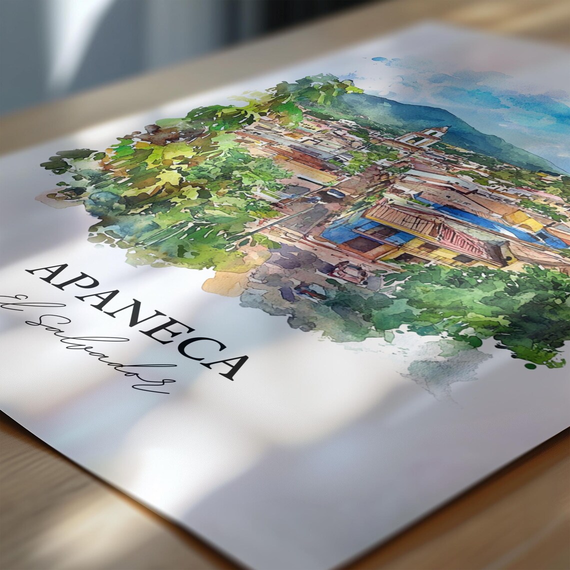 Apaneca El Salvador Ruta de las Flores Town Watercolor Poster - Image 6