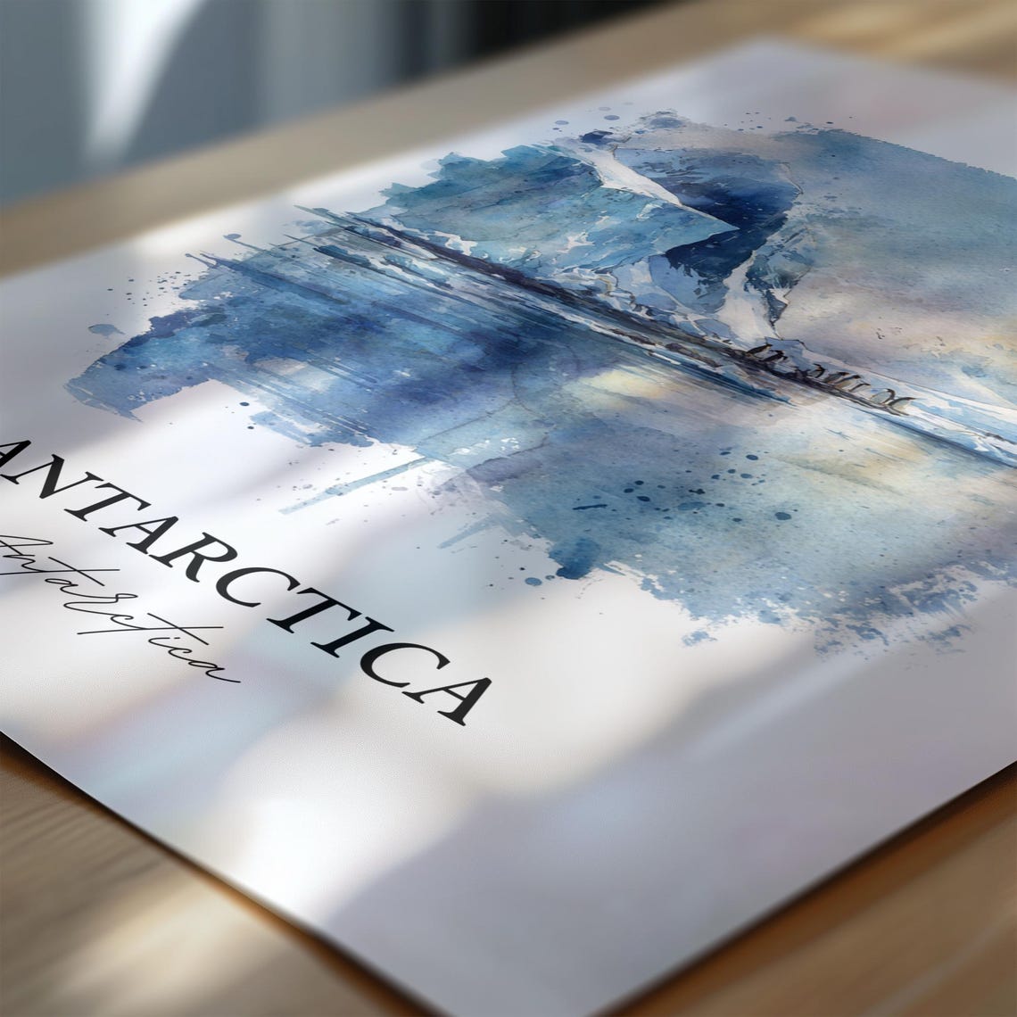 Antarctica Watercolor Glacier Icebergs Penguins Travel Art Poster - Image 6