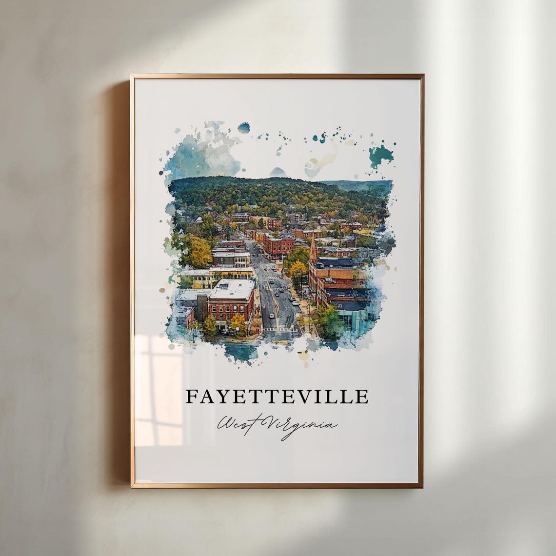 Fayetteville Wv Wall Art Fayetteville Print Fayette County Watercolor Art Fayette Wv Gift Travel Print Travel Poster Housewarming Gift