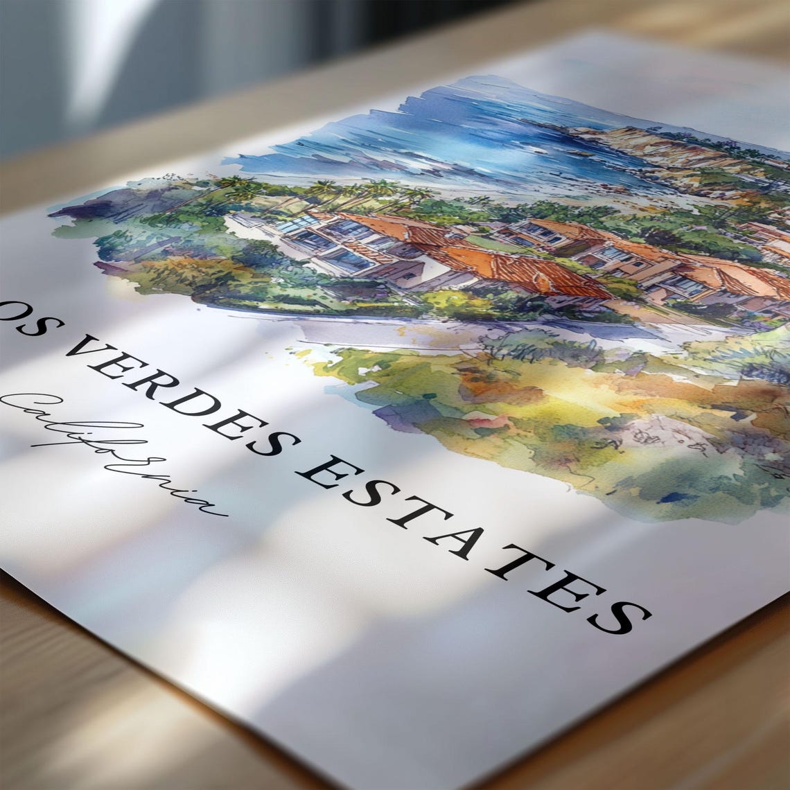 Palos Verdes Estates California Coastal Cliffs Watercolor Poster - Image 6