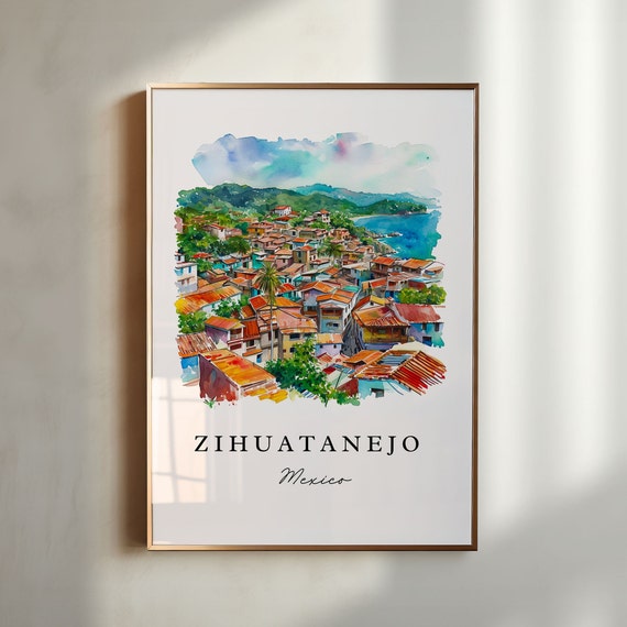 Zihuatanejo Mexico Travel Poster, Custom Text