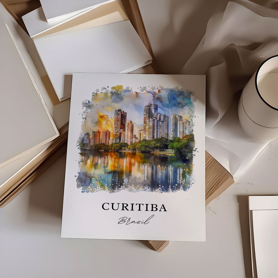 Curtibia Wall Art Brazil Print Watercolor Gift Travel Poster Housewarming - Image 6