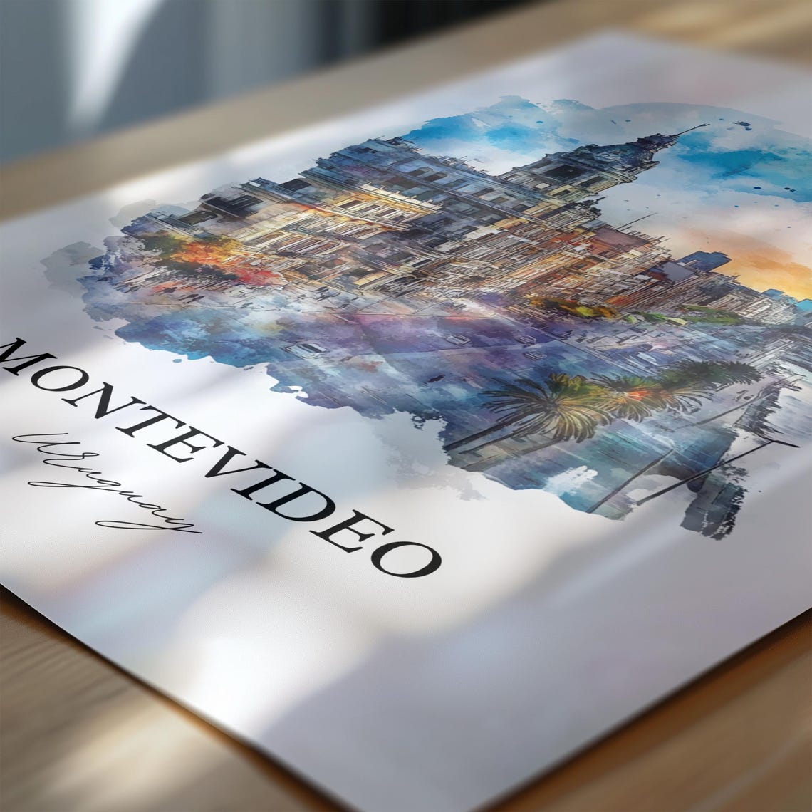 Montevideo Wall Art Uruguay Print Watercolor Gift Travel Poster Housewarming - Image 6