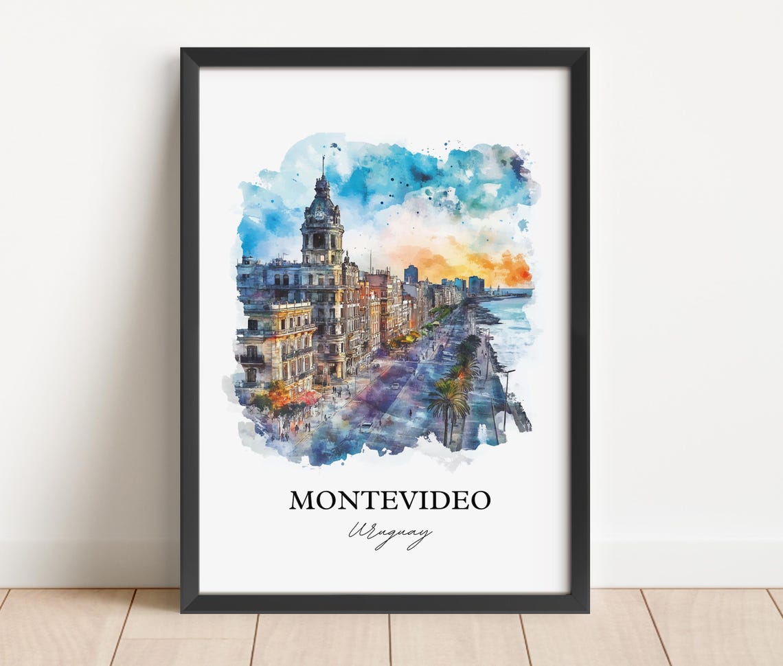 Montevideo Wall Art Uruguay Print Watercolor Gift Travel Poster Housewarming - Image 5
