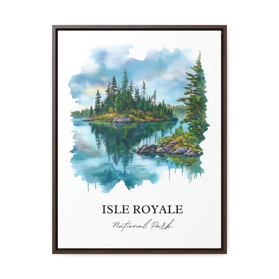 Isle Royale National Park Michigan Watercolor Island Lake Poster - Image 2