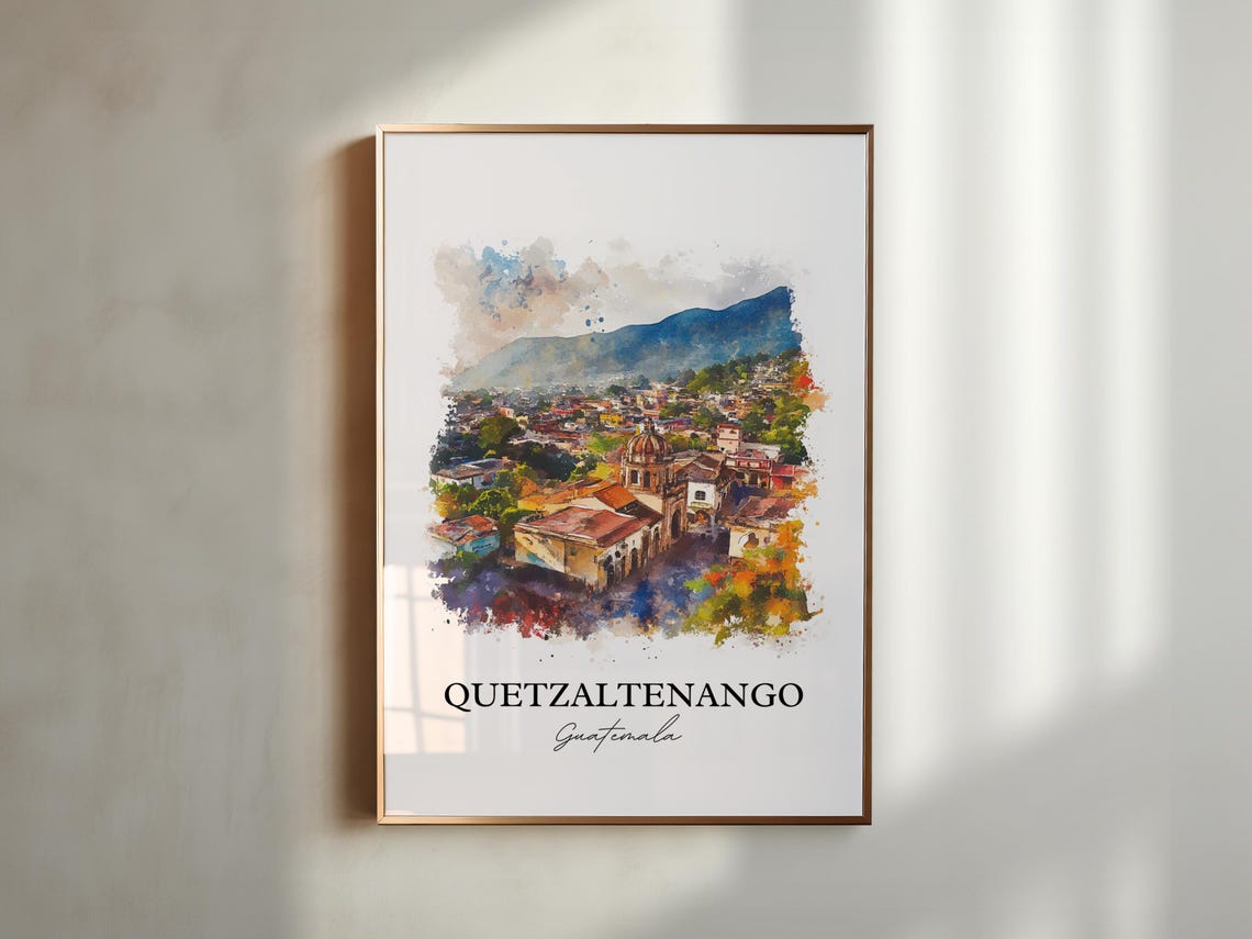 Quetzaltenango Wall Art Guatemala Print Watercolor Gift Travel Poster Housewarming - Image 5