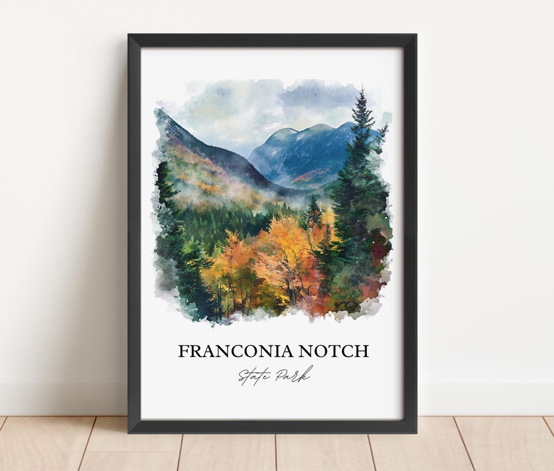 Franconia Notch State Park Autumn Mountains Watercolor Poster