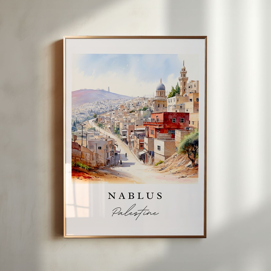 Nablus Palestine Wall Art Print, Custom Text