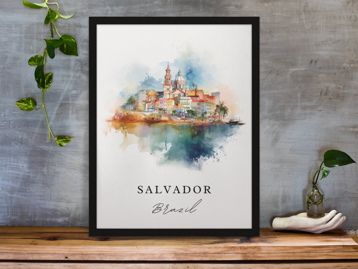 Salvador Brazil Wall Art Poster Brasilia Wedding Gift Birthday Present Custom Text Personalized - Image 4