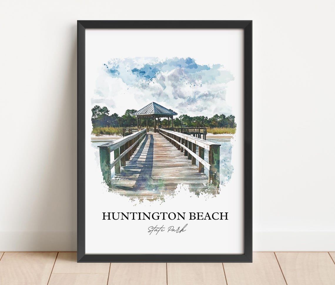 Huntington Beach State Park South Carolina Long Pier Art Poster - Image 2