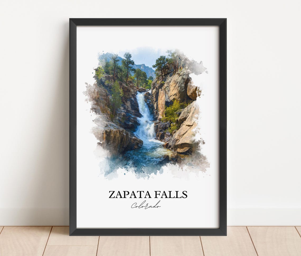 Zapata Falls Colorado Rocky Canyon Cascade Watercolor Poster - Image 4