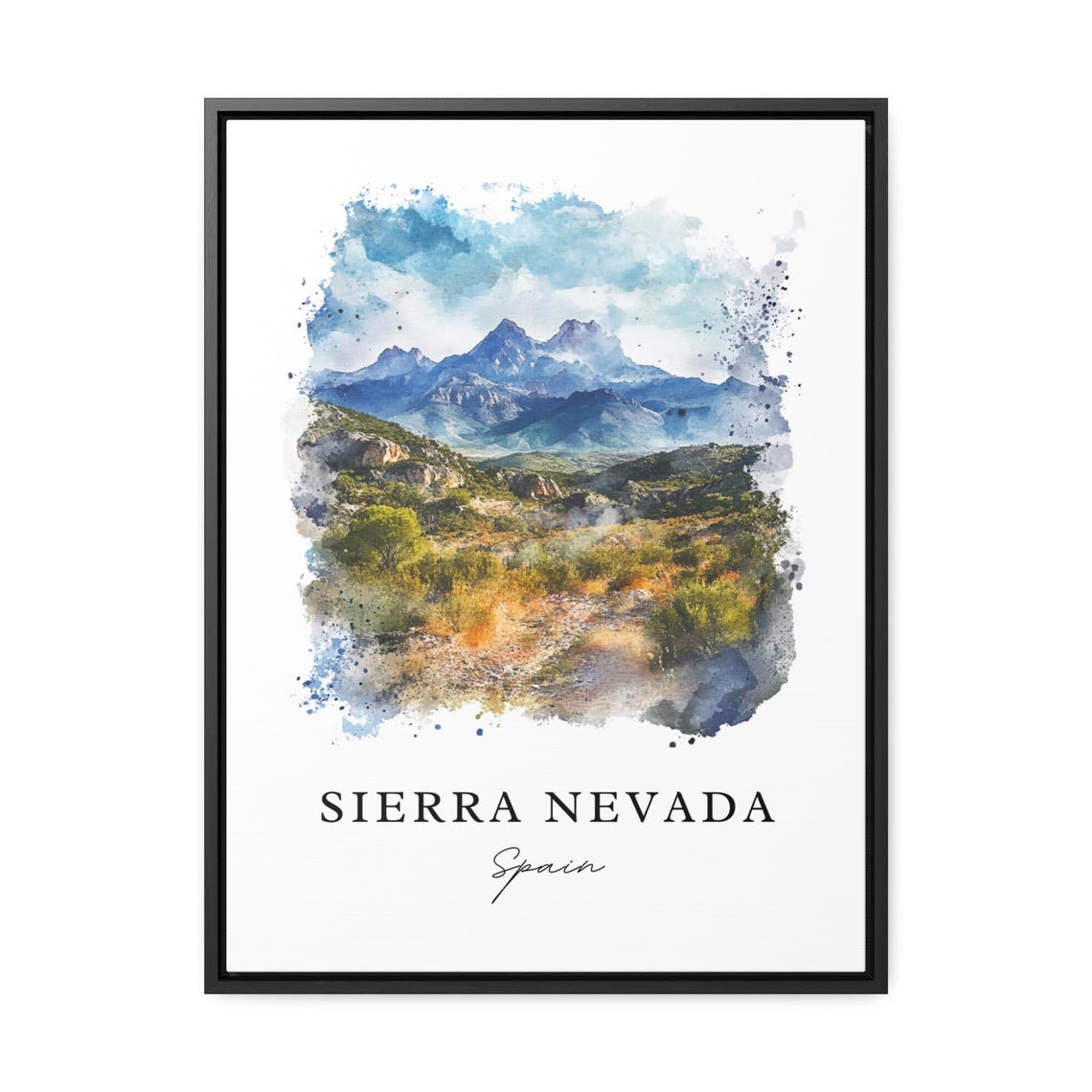 Sierra Nevada Spain Mountain Range Watercolor Landscape Poster - Image 3