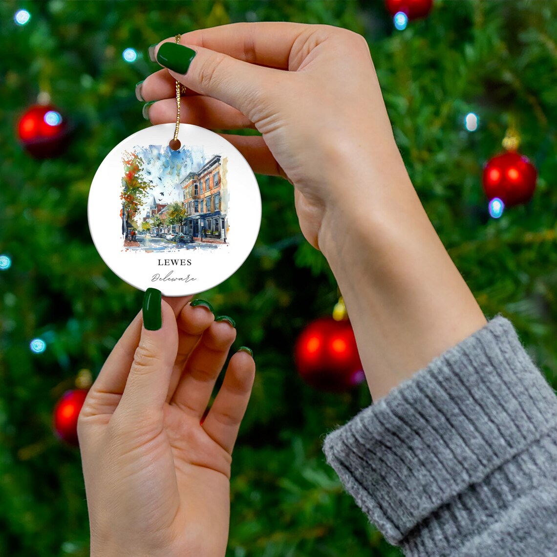 Lewes De Ornament, Delaware Christmas Travel Poster - Image 4
