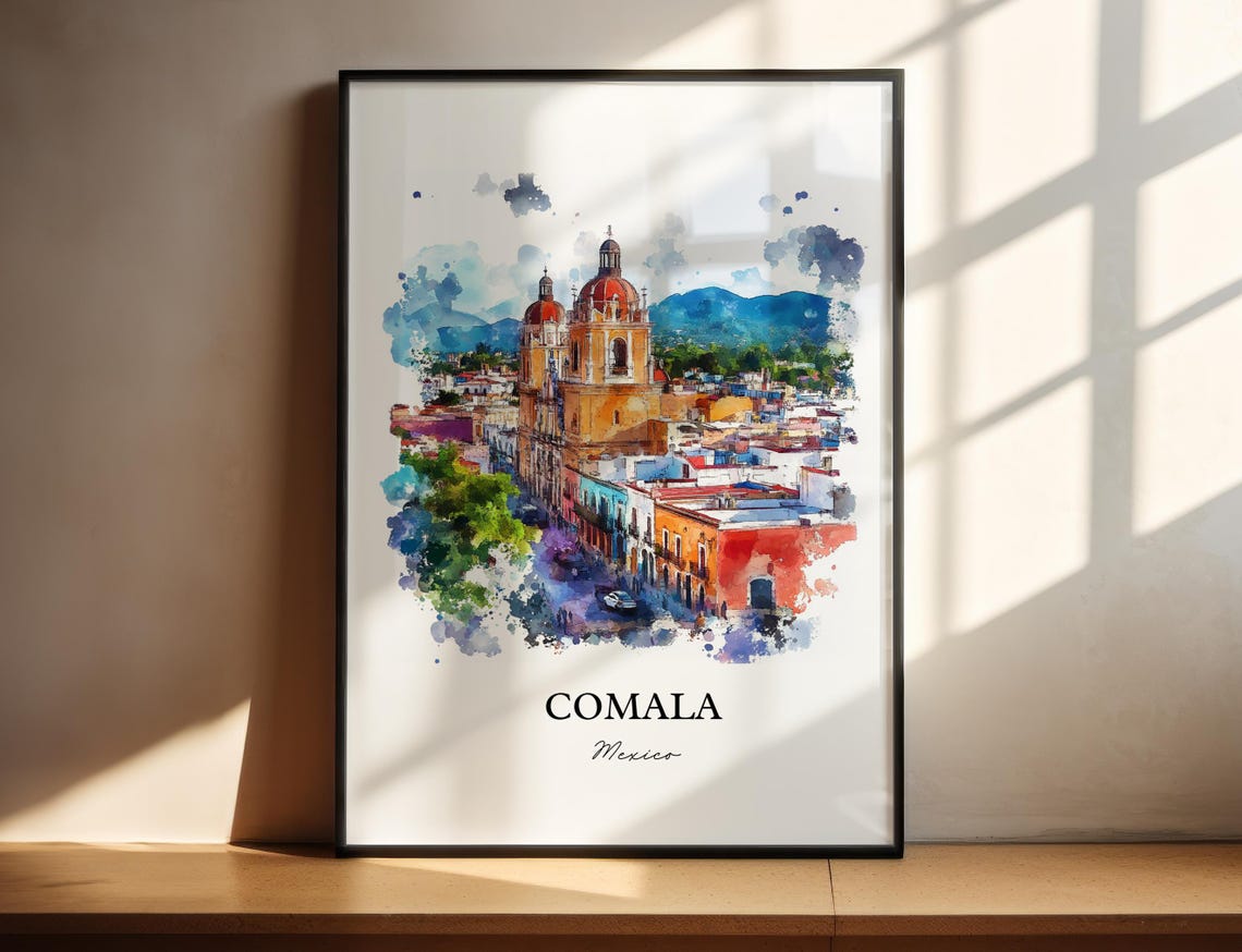 Comala Mexico Wall Art Colima Mx Print Watercolor Gift Travel Poster Housewarming