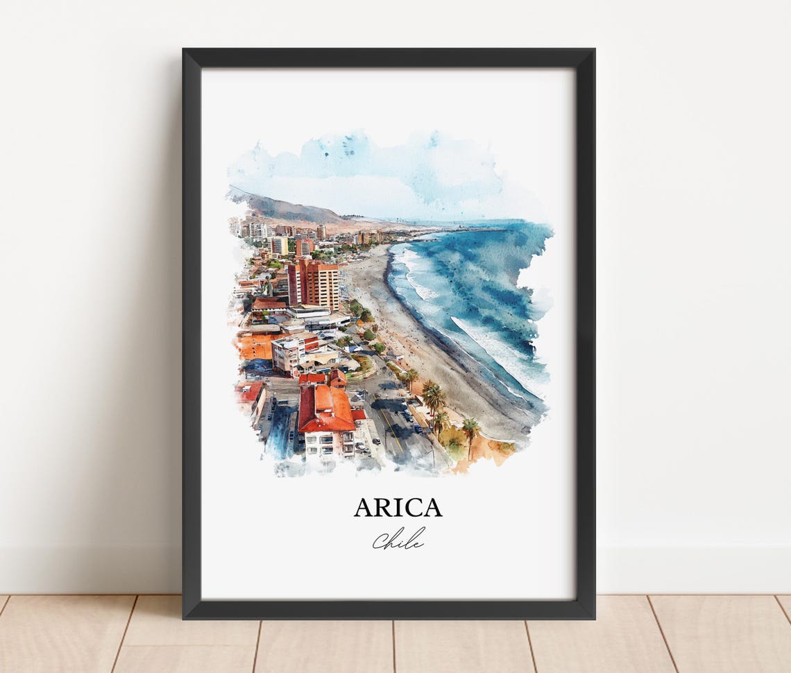 Arica Chile Wall Art Northern Print Watercolor Gift Travel Poster Housewarming - Image 5