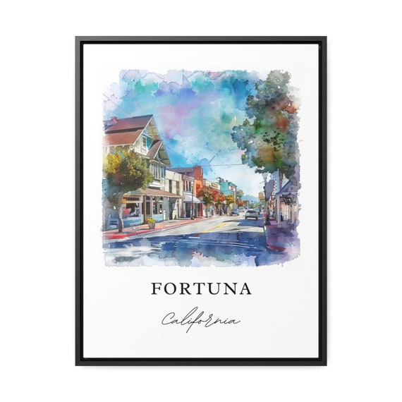 Fortuna California Wall Art Humboldt County Print Fortuna Watercolor Fortuna Ca Gift Travel Print Travel Poster Housewarming Gift