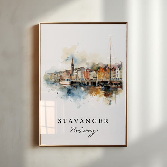 Stavanger Norway Travel Poster, Custom Text