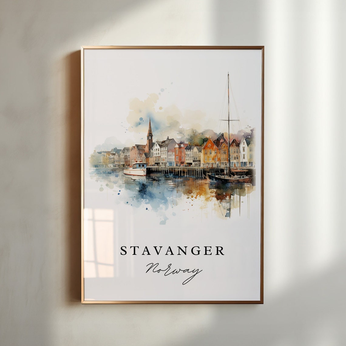 Stavanger Norway Travel Poster, Custom Text