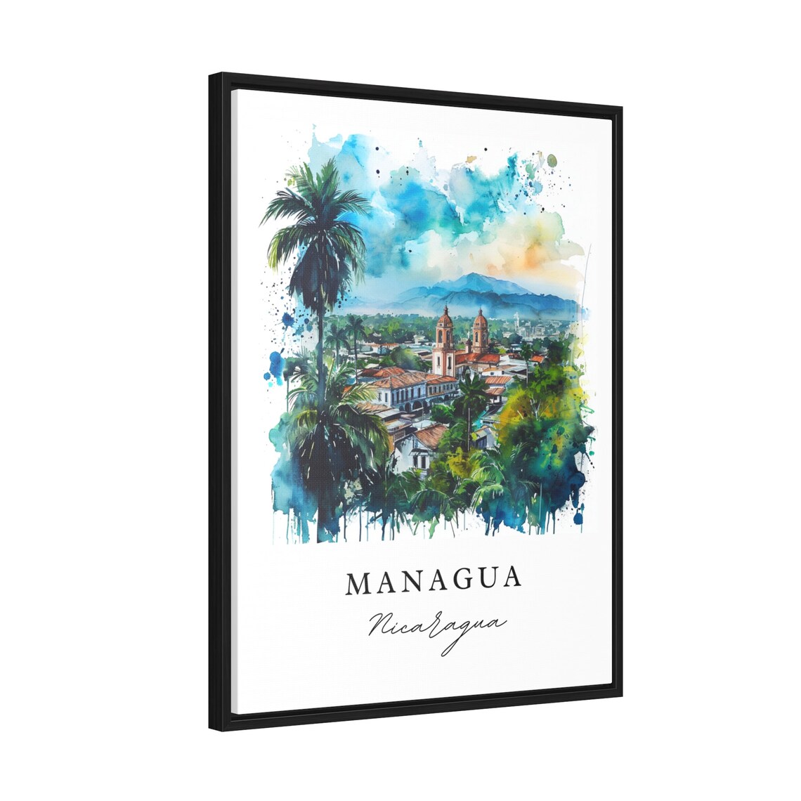 Managua Nicaragua Travel Poster, Custom Text Art Print - Image 2