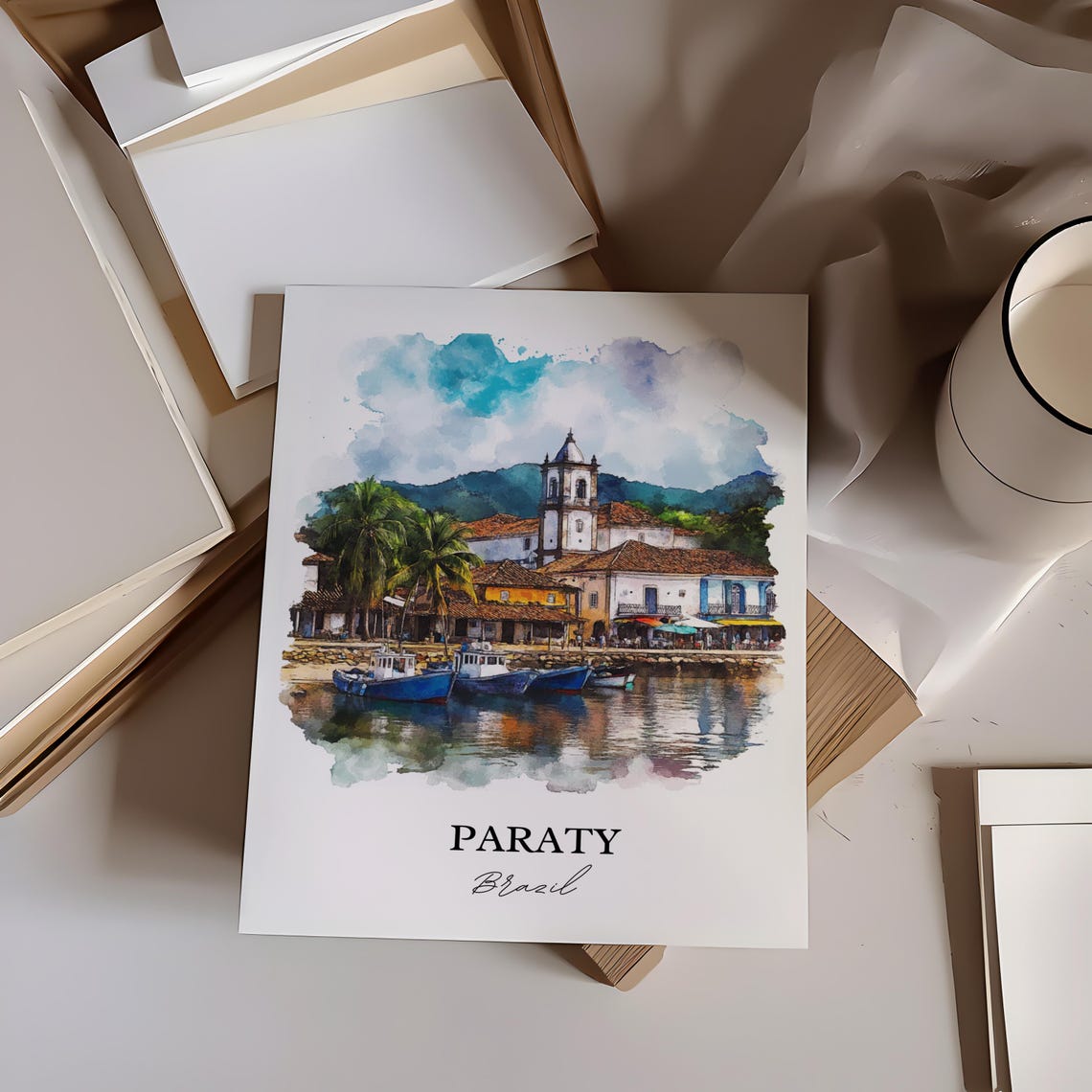 Paraty Brazil Watercolor Travel Poster, Costa Verde - Image 4