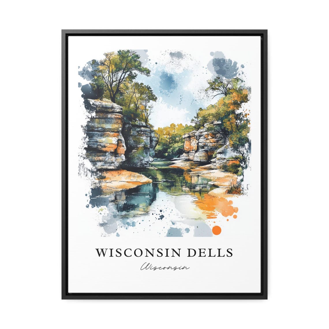 Wisconsin Dells Wall Art Wisconsin River Print Wi Watercolor Mirror Lake State Park Gift