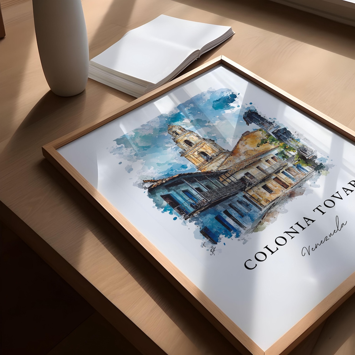 Colonia Tovar Venezuela Watercolor Colonial Bell Tower Poster - Image 5