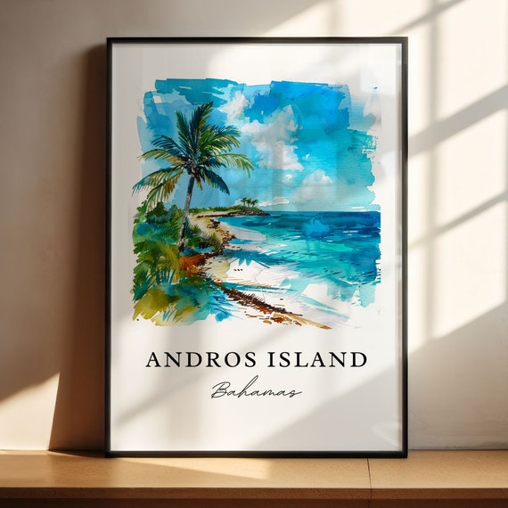 Andros Island Art Andros Island Print Bahamas Watercolor Art Andros Island Bahamas Gift Travel Print Travel Poster Housewarming Gift