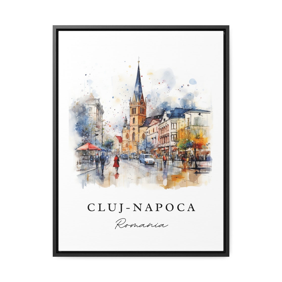 Cluj-Napoca Traditional Travel Poster, Custom Text - Image 2