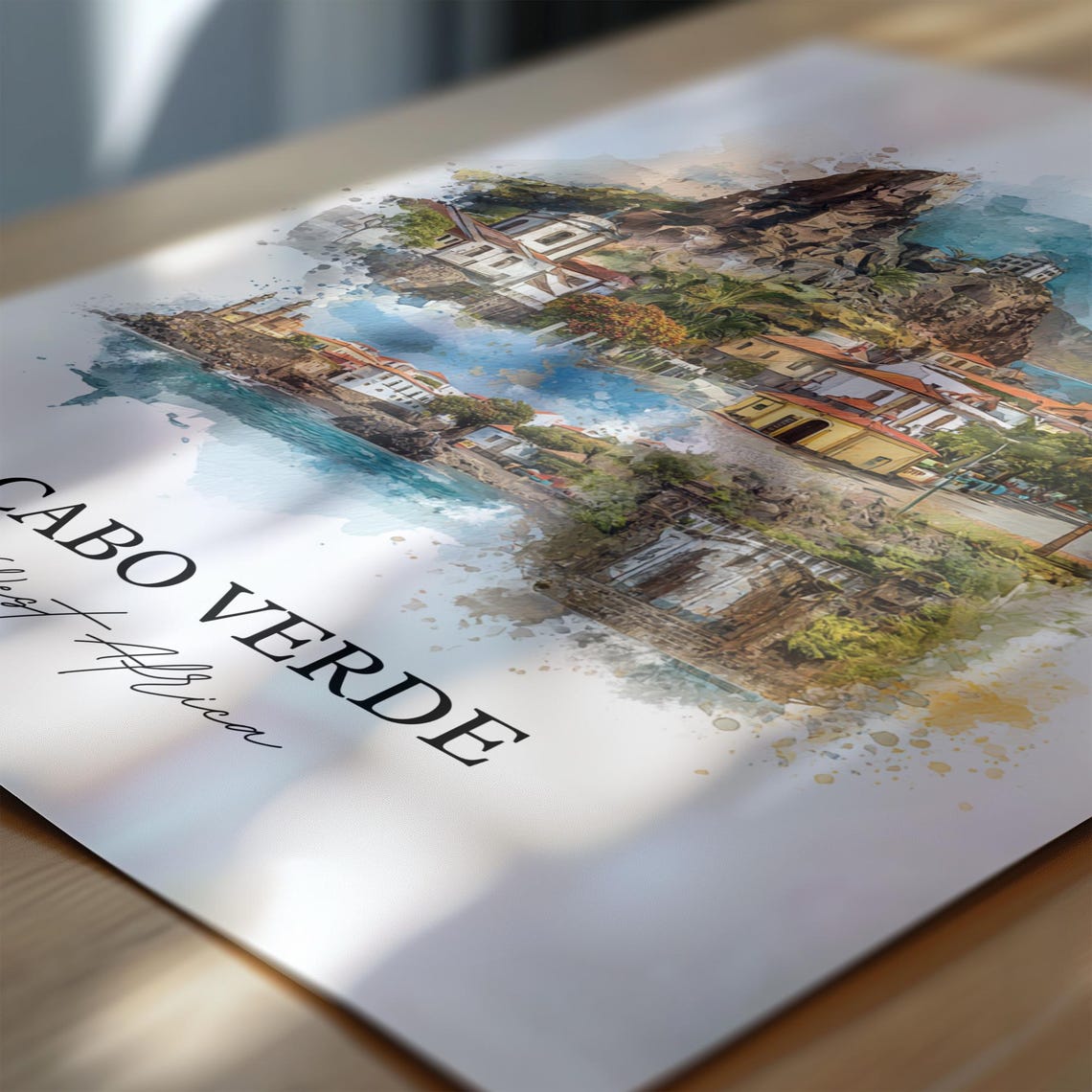 Cabo Verde Wall Art West Africa Print Watercolor Gift Travel Poster Housewarming - Image 6
