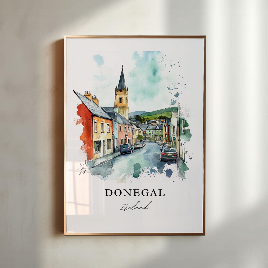 Donegal, Ireland Watercolor Travel Poster, River Eske