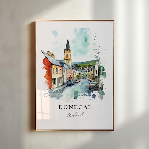 Donegal, Ireland Watercolor Travel Poster, River Eske