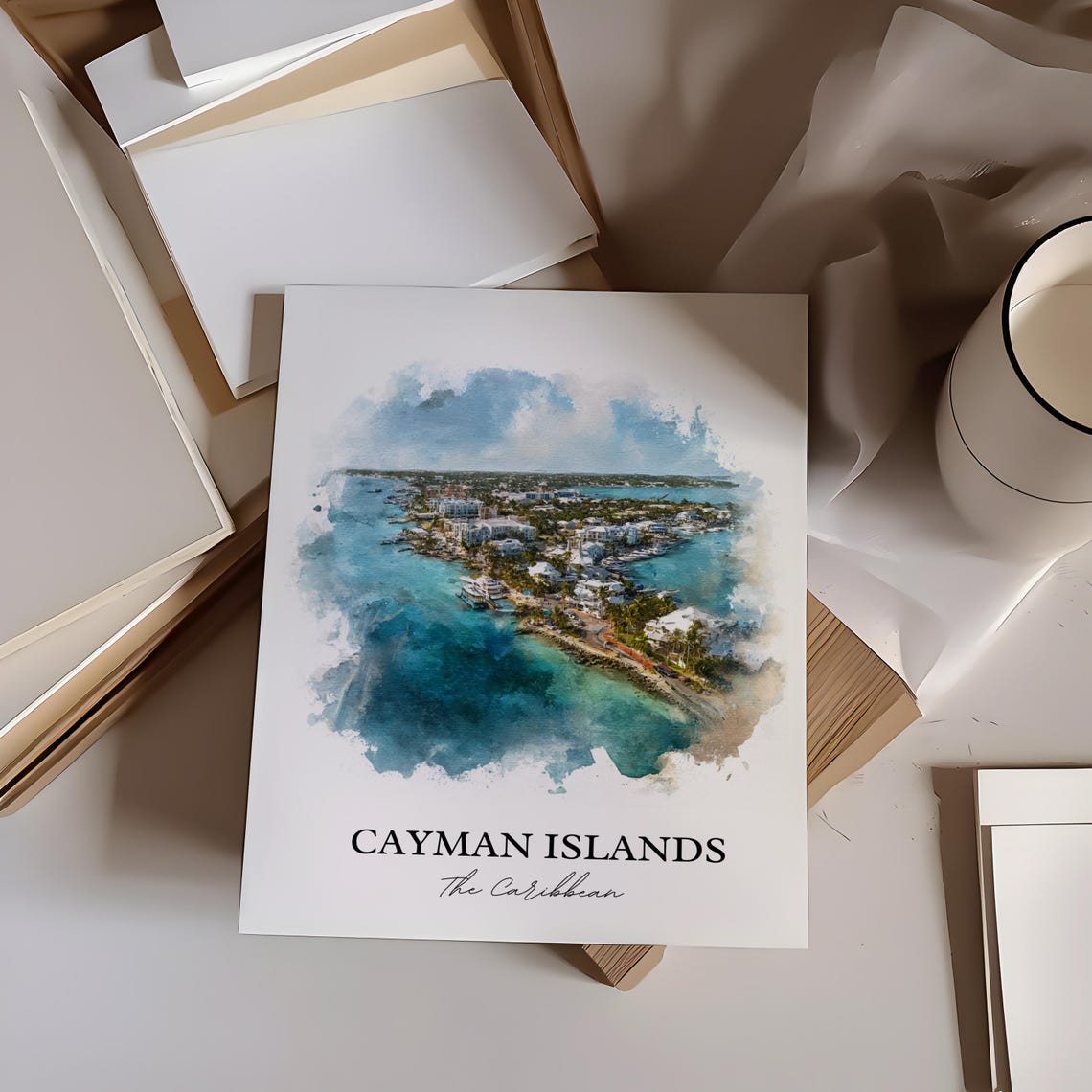 Cayman Islands Watercolor Travel Poster, Caribbean - Image 3