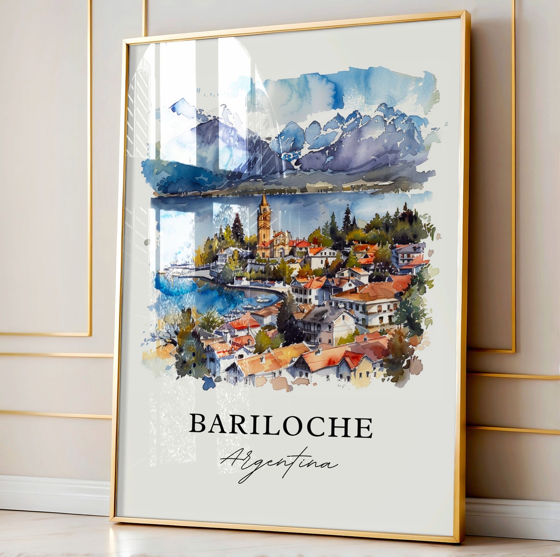 Bariloche Wall Art Print Watercolor Argentina Gift Travel Poster Housewarming - Image 4