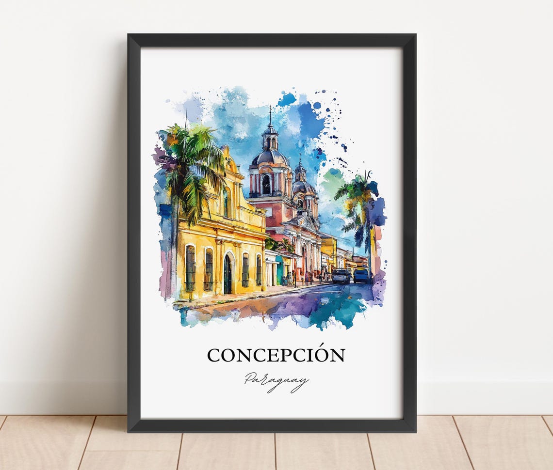 Concepcin Paraguay Wall Art River Print Watercolor Gift Travel Poster Housewarming - Image 3