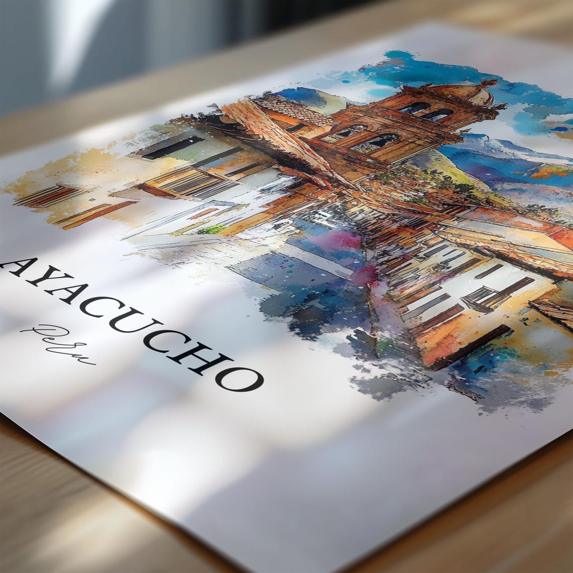 Ayacucho Wall Art Print Peru Watercolor Gift Travel Poster Housewarming - Image 6