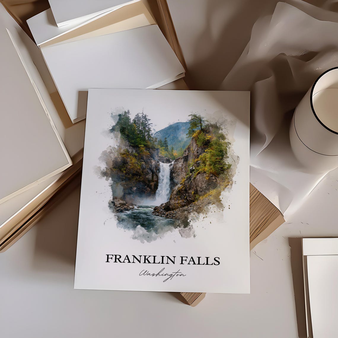 Franklin Falls Washington Pine Valley Waterfall Nature Poster - Image 3