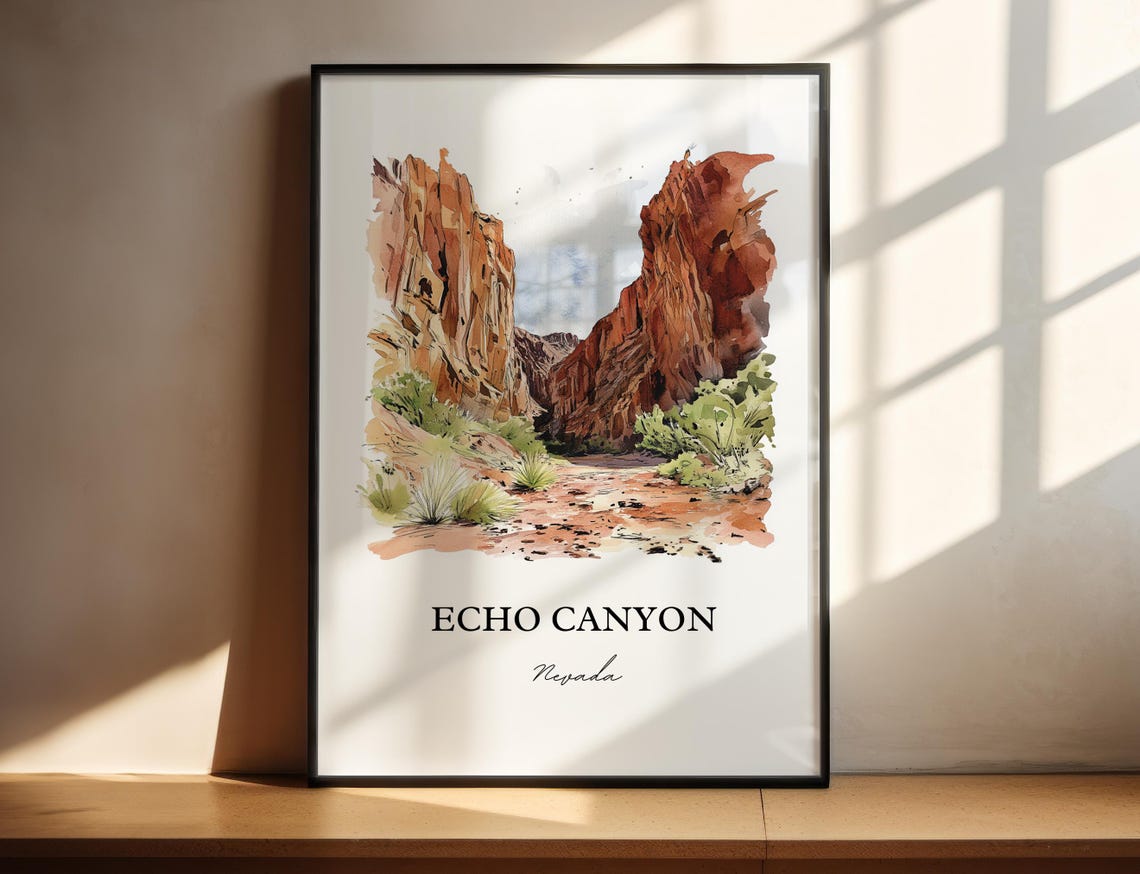 Echo Canyon Nevada Red Rock Canyon Watercolor Desert Travel Poster - Image 4