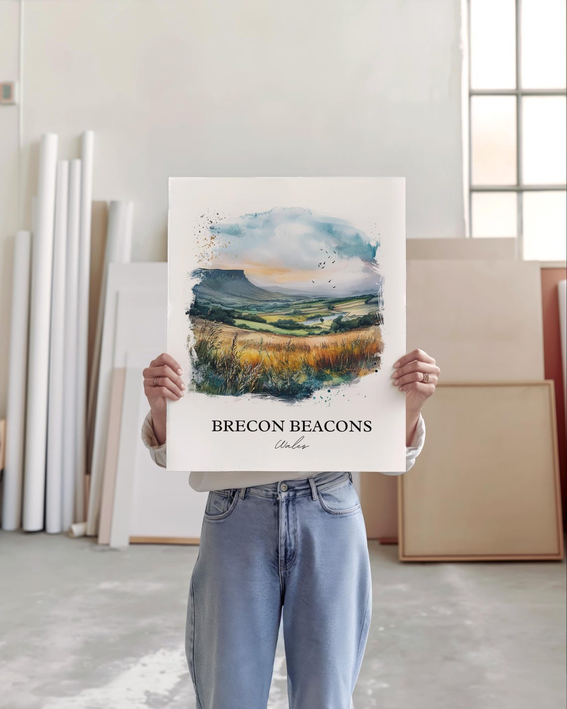 Brecon Beacons Wales Moorland Hill Watercolor Landscape Poster - Image 4