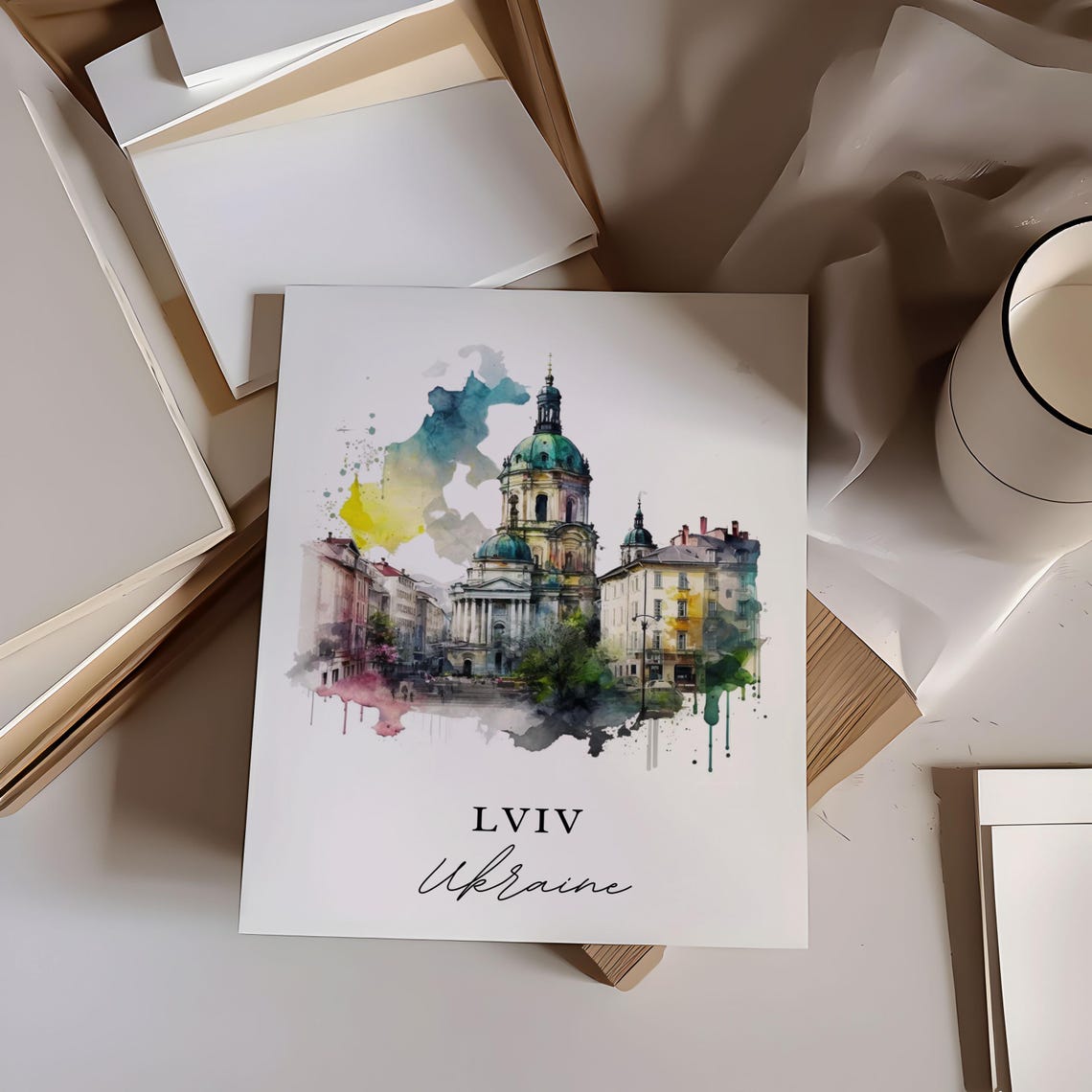 Lviv Ukraine Travel Poster, Custom Text Personalised - Image 6